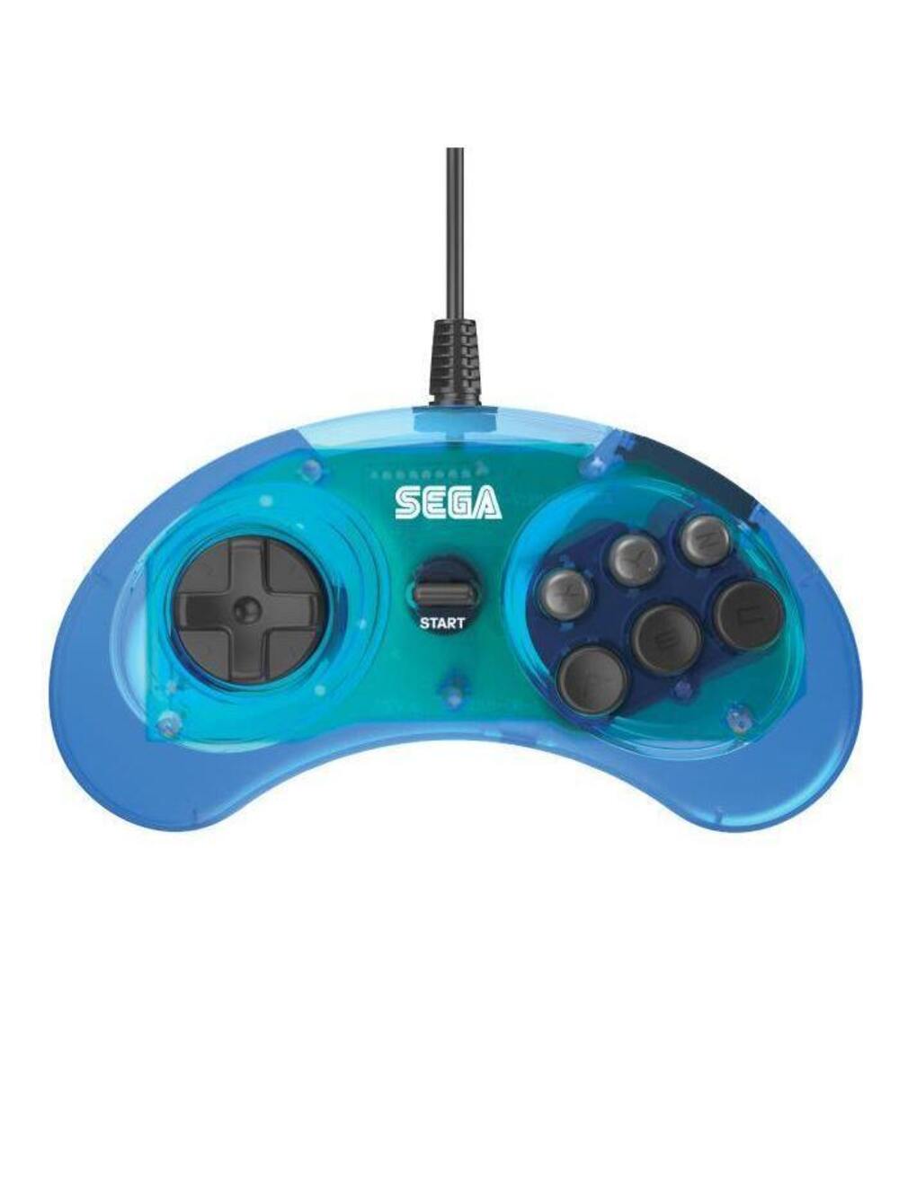Retro-Bit SEGA Genesis 6-Button Wired USB Controller - Clear Blue